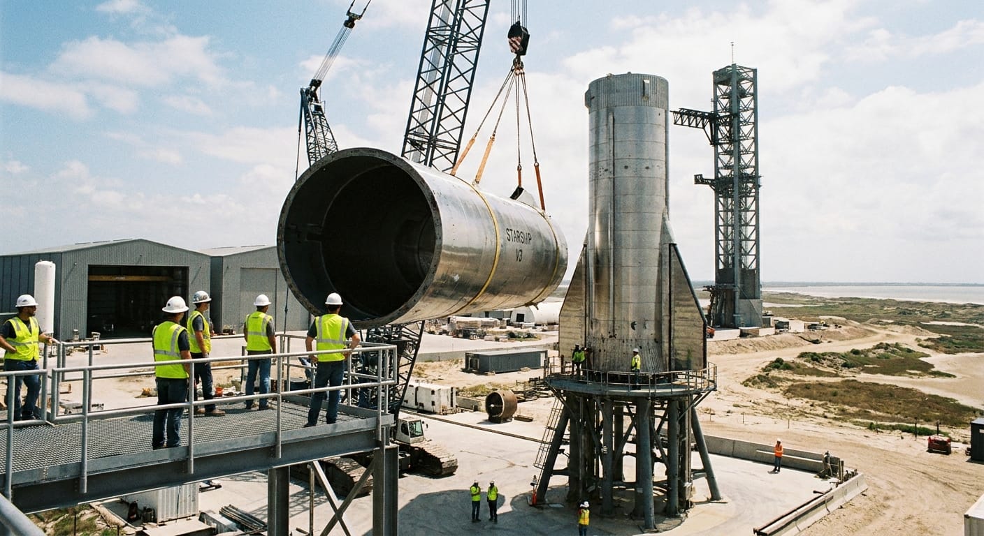 SpaceX Stacks First Starship V3 for Debut Launch